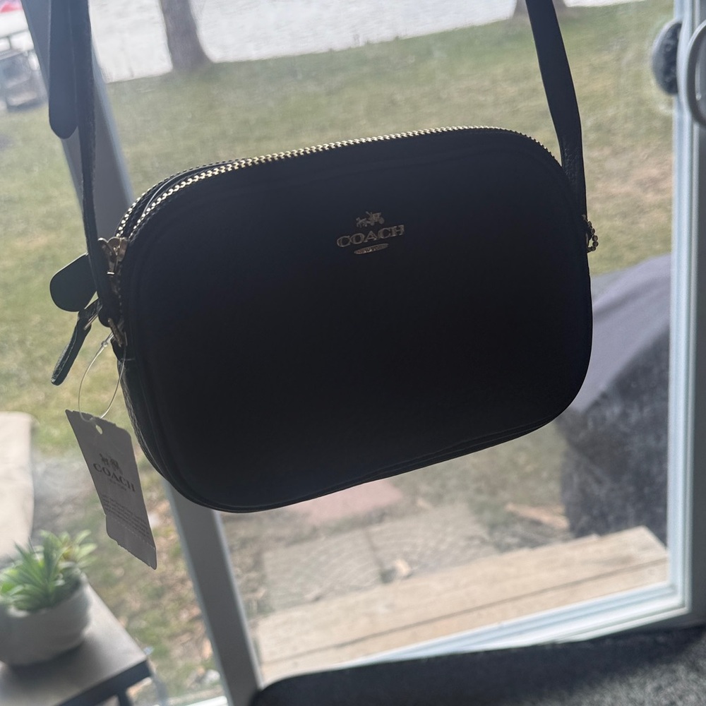 Coach Black Leather Crossbody with Gold Hardware new with tags